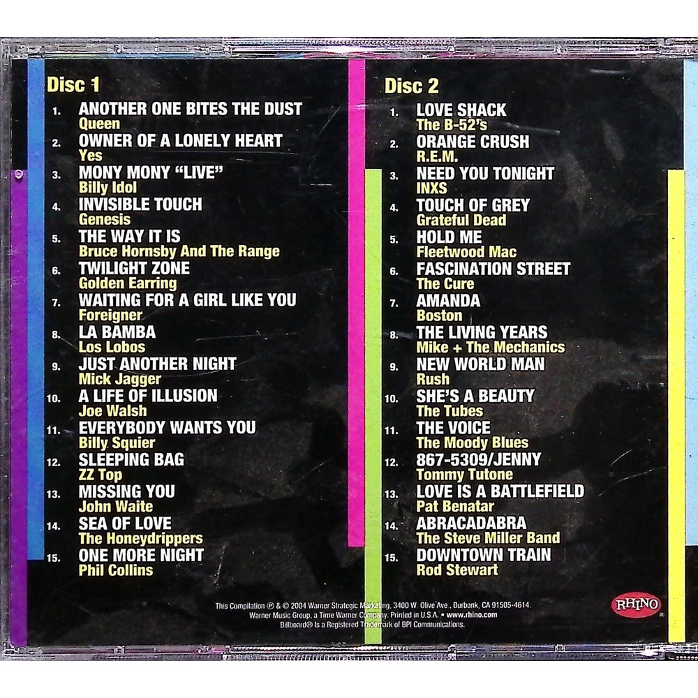 Rhino CD Billboard #1s: The '80s Pop Rock 2-Disc Compilation 2004 - Picture 3 of 5